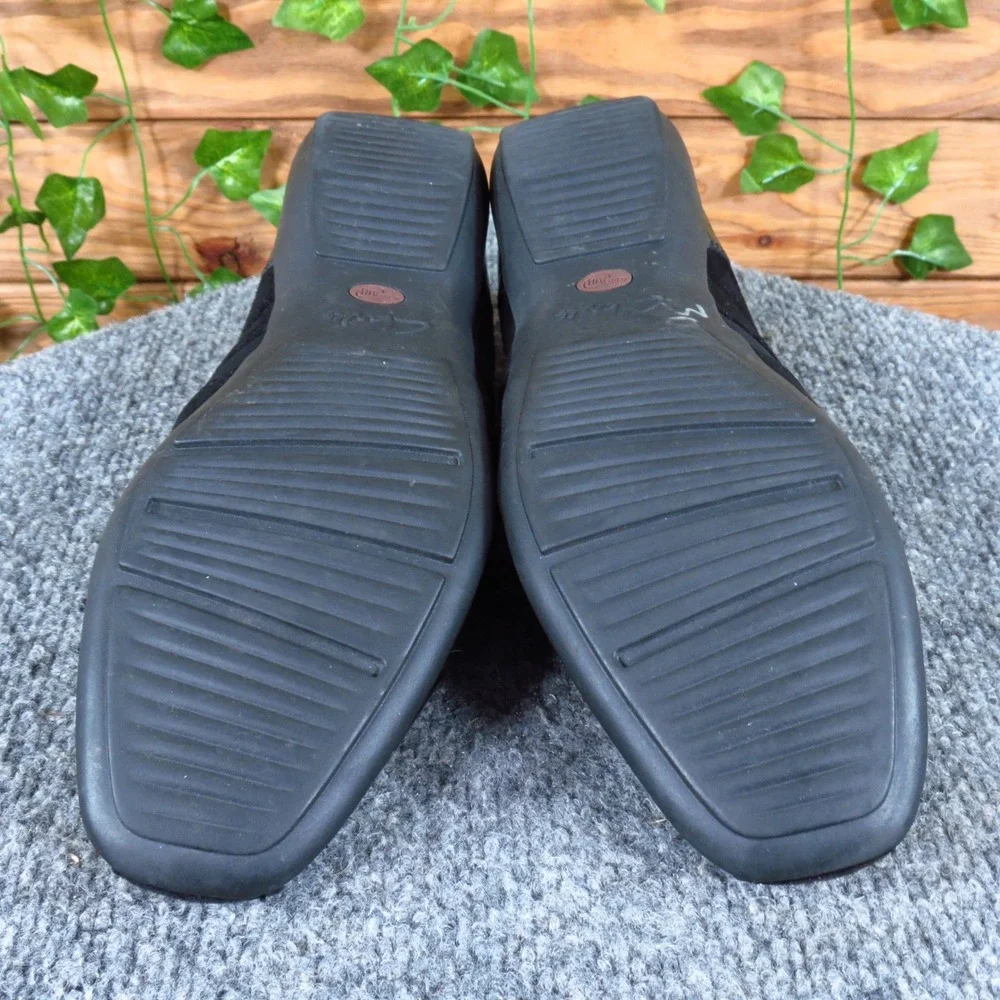 Clarks Everyday Noreen Will Womens Loafer Sz 8.5 Narrow Black‎ Suede Patent